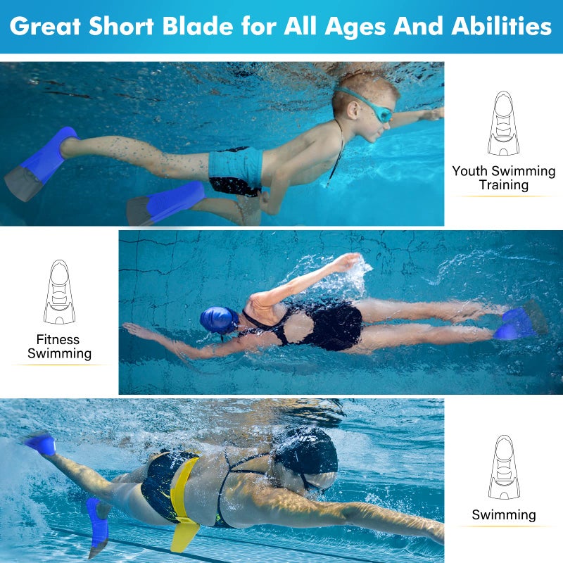 Gintenco Swim Fins  Kids Swim Training Fins for Lap Swimming  Travel Size Flippers with Mesh Bag  Silicone Swimming Fins for Kids Teens Adults Women Men - Image 4